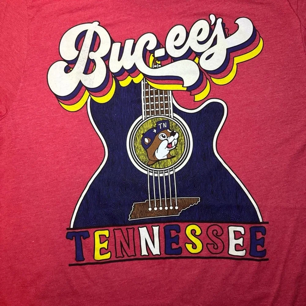 NEW Buc-ee’s Nashville Tennessee TN Blues Guitar Red Graphic T-Shirt — MEDIUM